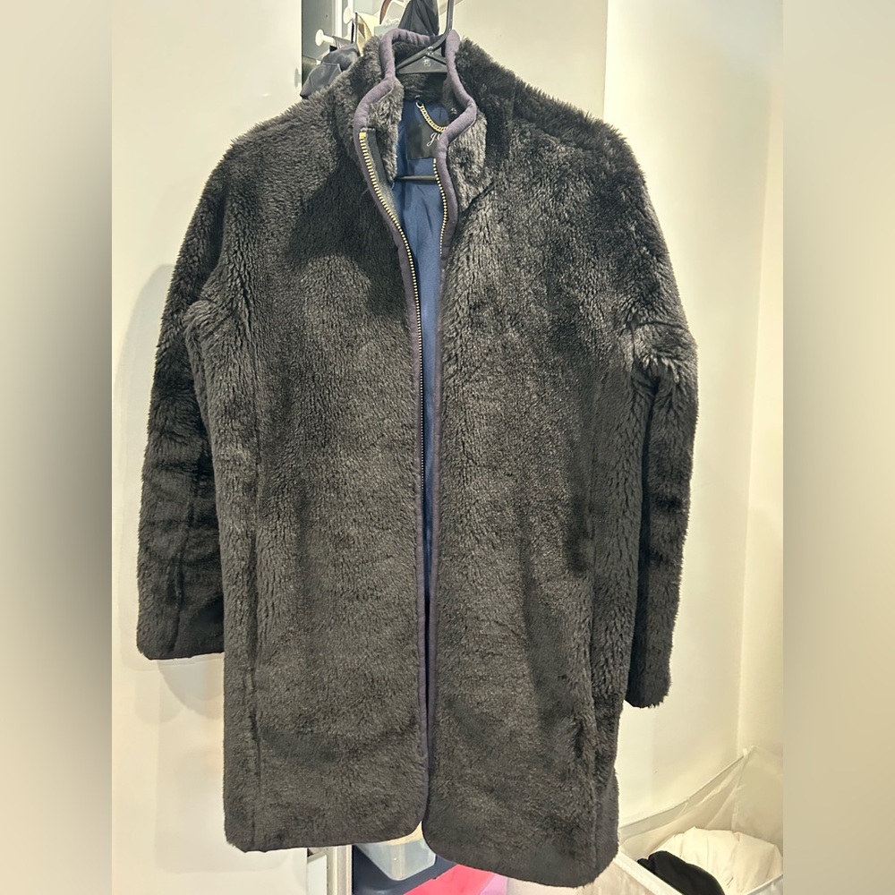 J. Crew Black Teddy Coat Faux Fur